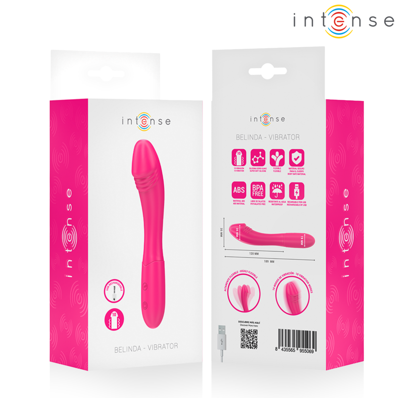 Intense - Belinda Vibratore 19 cm Flessibile 10 Vibrazioni Rosa
