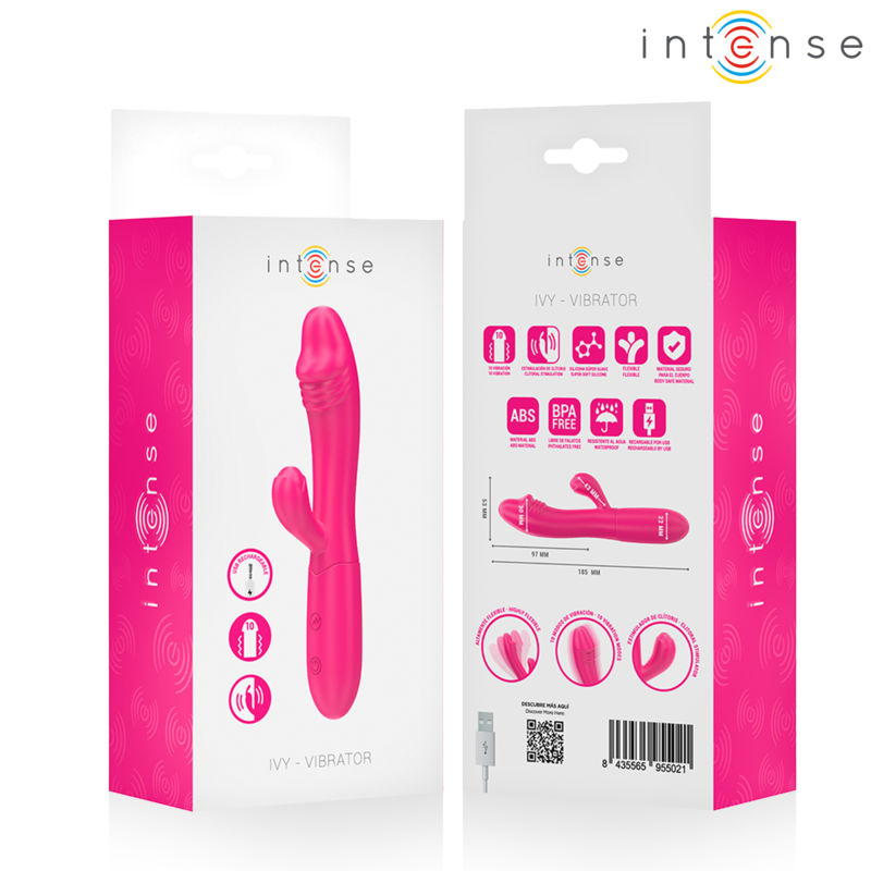 Intense - Vibratore Flessibile Ivy 10 Vibrazioni con Stimolazione della Lingua Rosa
