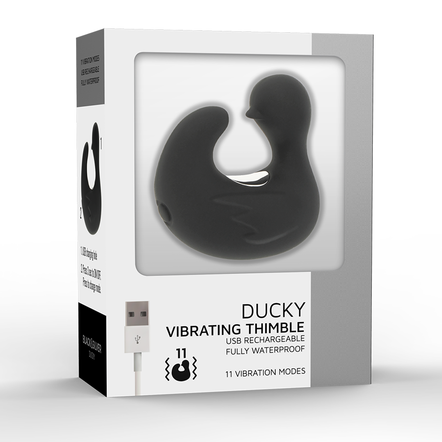 Black&silver - Duckymania Ditale Ricaricabile Stimolante D'anatra in Silicone