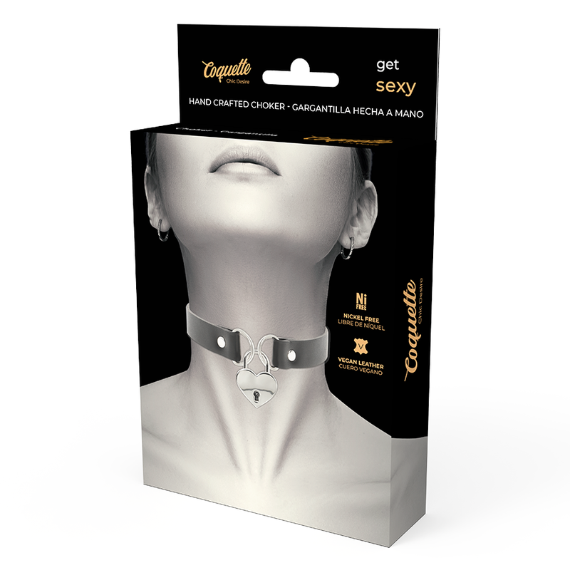 Coquette Chic Desire - Collana in Pelle Vegana con Accessorio Cuore con Chiave