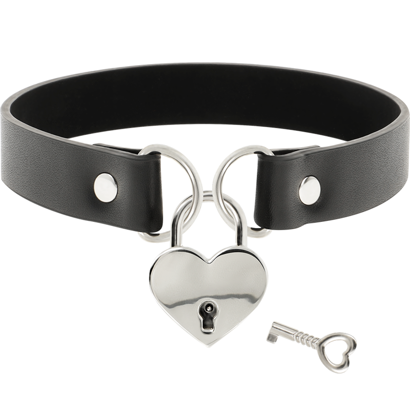 Coquette Chic Desire - Collana in Pelle Vegana con Accessorio Cuore con Chiave