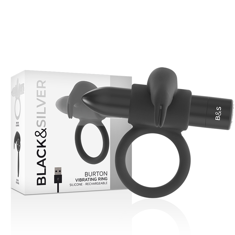Black&silver - Anello Burton 10 Modalità di Vibrazione Nero