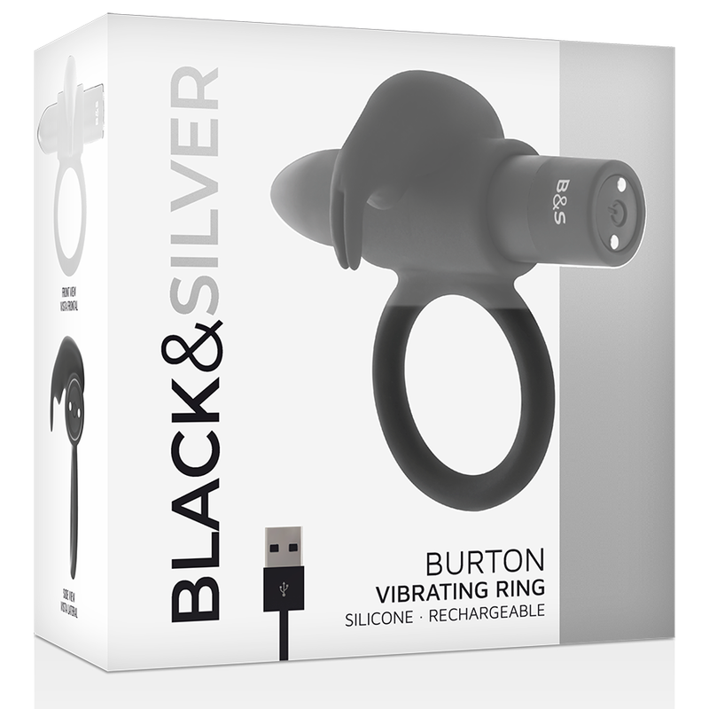 Black&silver - Anello Burton 10 Modalità di Vibrazione Nero